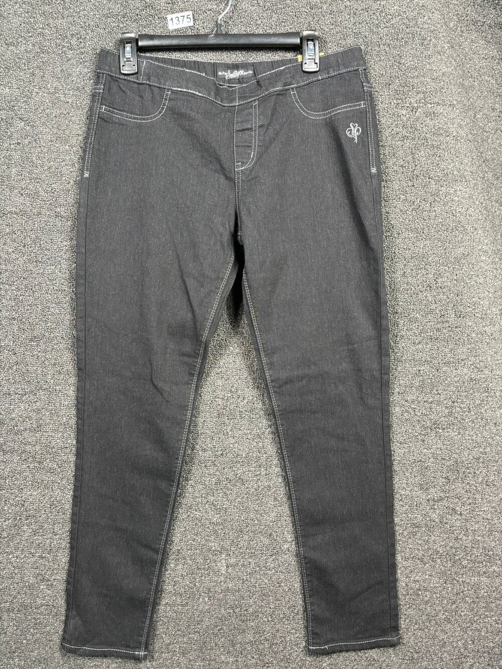 Vintage Southpole Pull On Skinny Jeans Womens Sz XL Black Denim Stretch Mid Rise